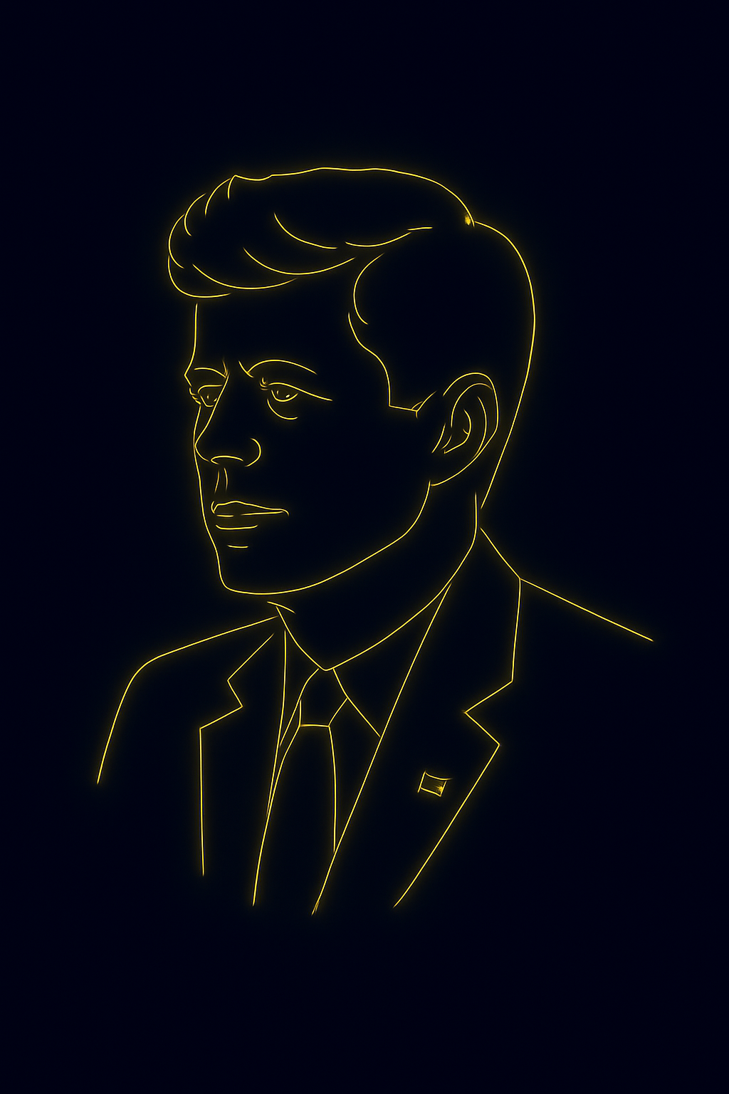 Yellow outline silhouette of John F. Kennedy