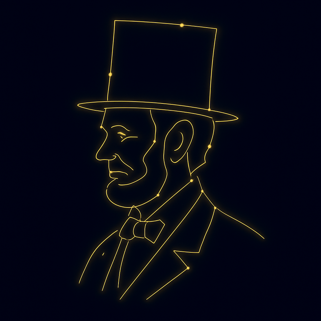Yellow outline silhouette of Abraham Lincoln